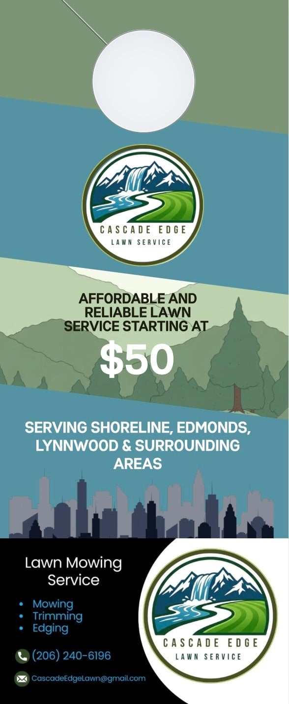 Original Cascade Edge Lawn Service flyer advertising lawn service starting at 50 dollars