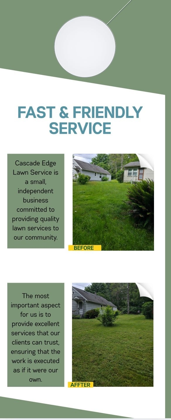 Original Cascade Edge Lawn Service flyer showing a lawn before and after service